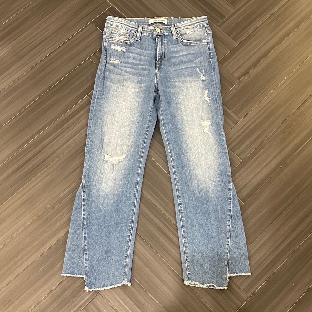 Flying Monkey Light Blue Distressed Ankle Crop Jeans
